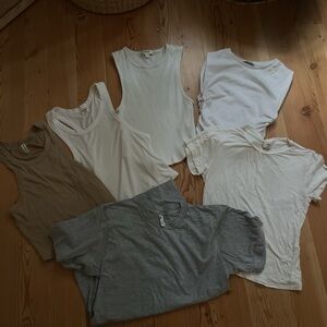 Aritzia Mixed Neutral Tank Tops & Tees — White, Cream, Gray, Tan
